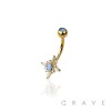 316L SURGICAL STEEL STAR BURST CZ AND OPAL STONE NON DANGLE BELLY BUTTON NAVEL RING 